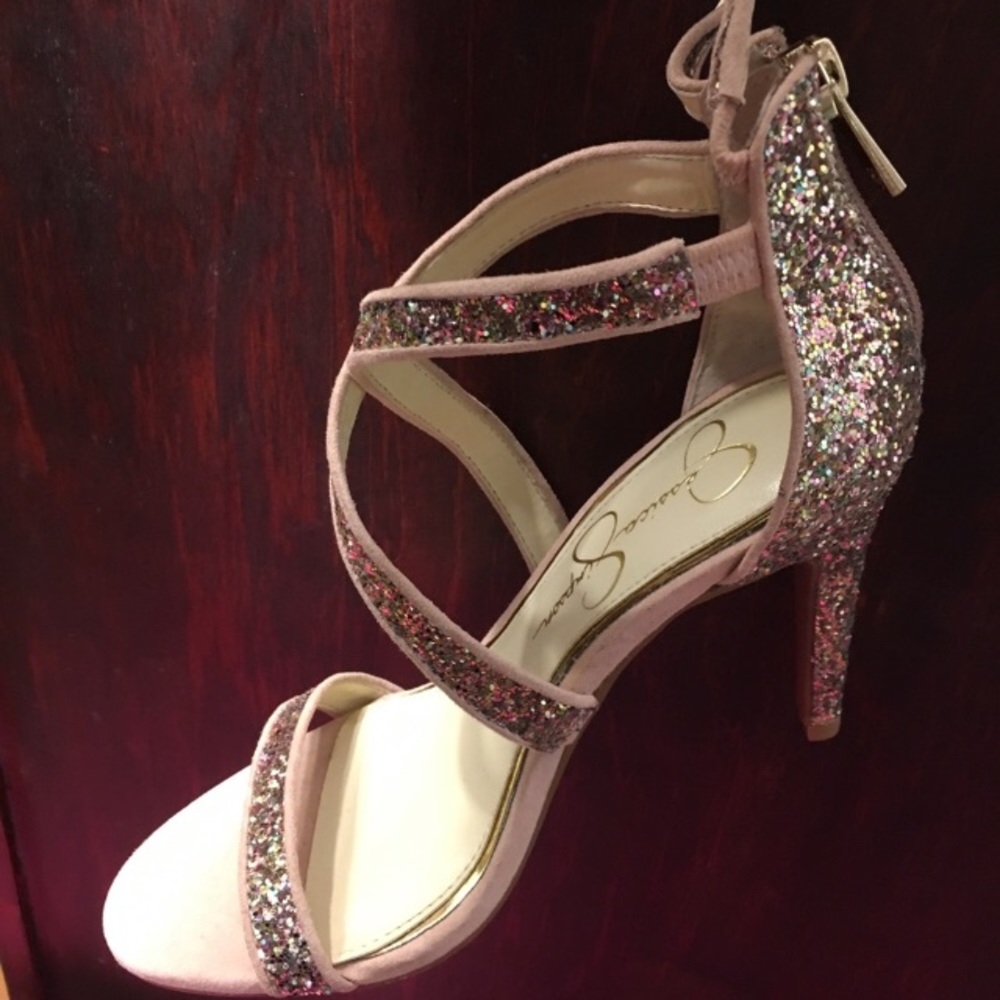 Jessica Simpson Glittery Blush Heels